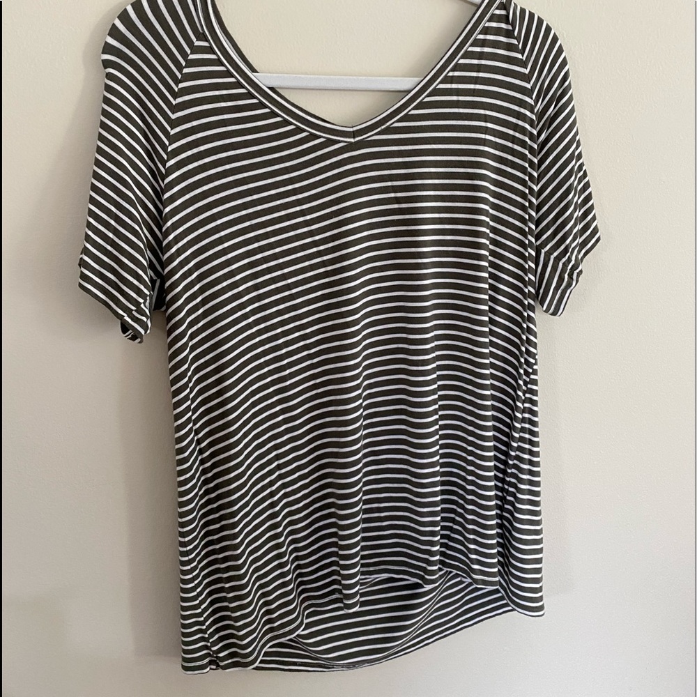 Striped green and white shirt